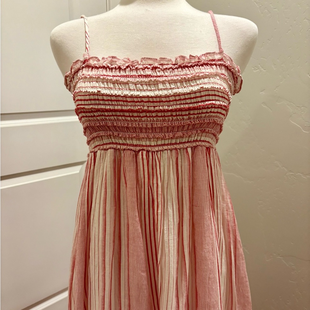 Adorable Max Studio Sunmer Red White Striped Maxi Dress Size XS or Small EUC